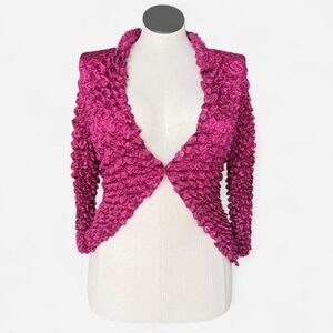 Vintage 90s bubble popcorn hot Pink cardigan top